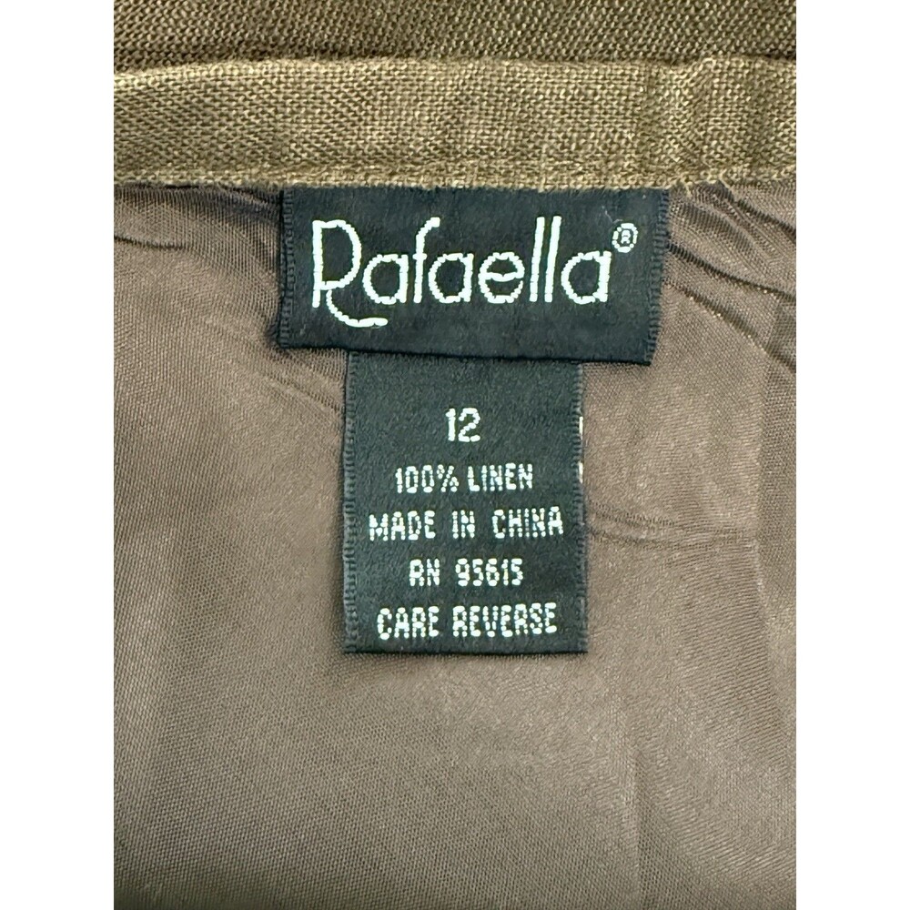 Women's Rustic Cottagecore Brown Linen Skirt Midi Length White Embroidery Hem 12 - Picture 5 of 5